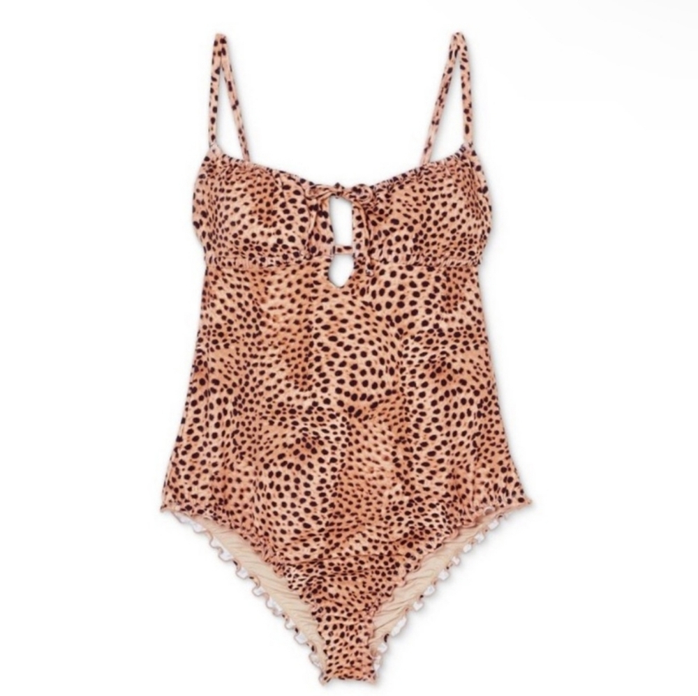 Shade & Shore women's one peice swimsuit size M Torso Cheetah Print NWT